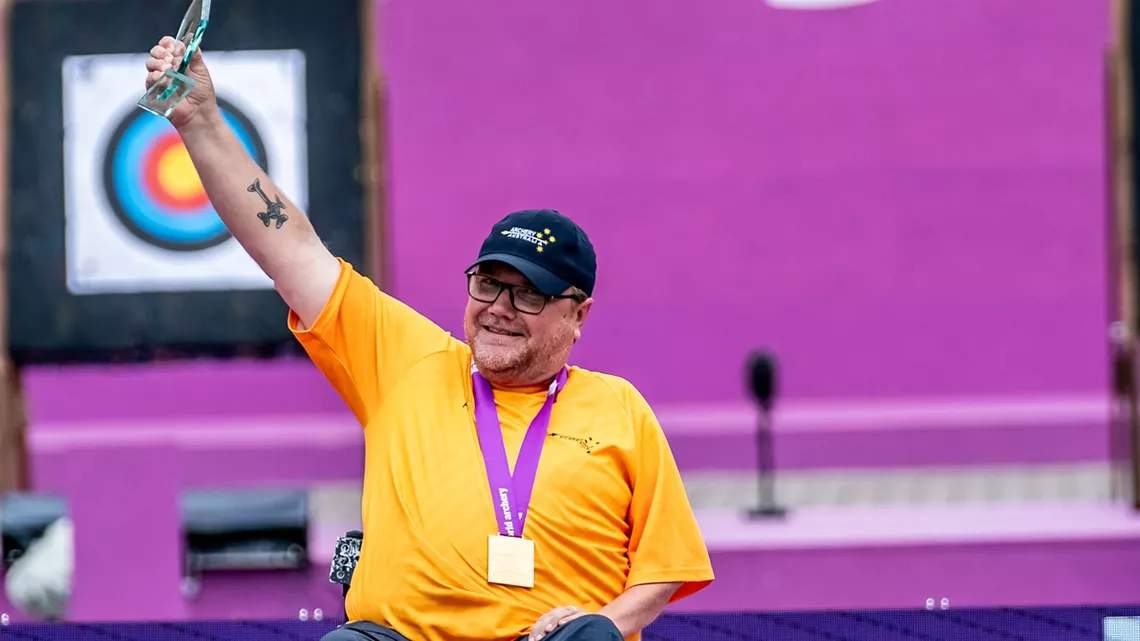 Christopher Davis won the W1 men's individual gold medal at the para world championships 2023.