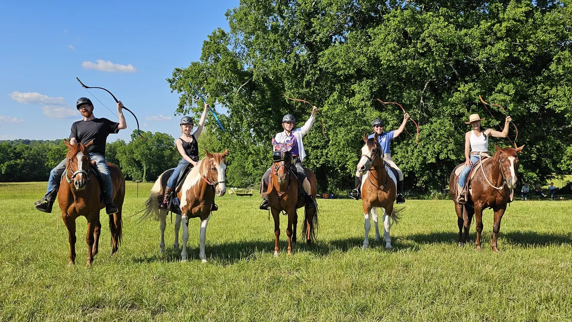 A horseback archery class in Pulaski, Tennessee.