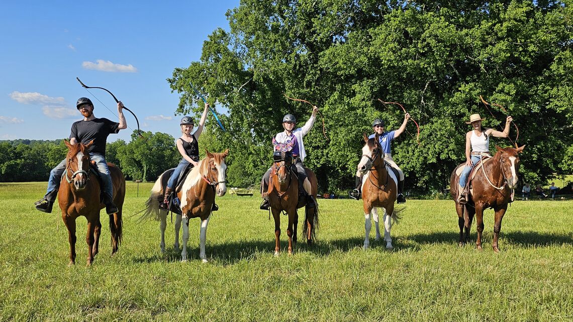 A horseback archery class in Pulaski, Tennessee.