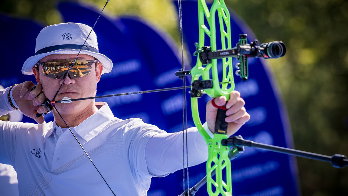 Choi Yonghee aiming at Madrid 2025 Hyundai Archery World Cup.