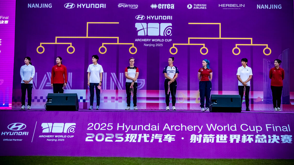 The 2025 World Cup recurve women finalists. 