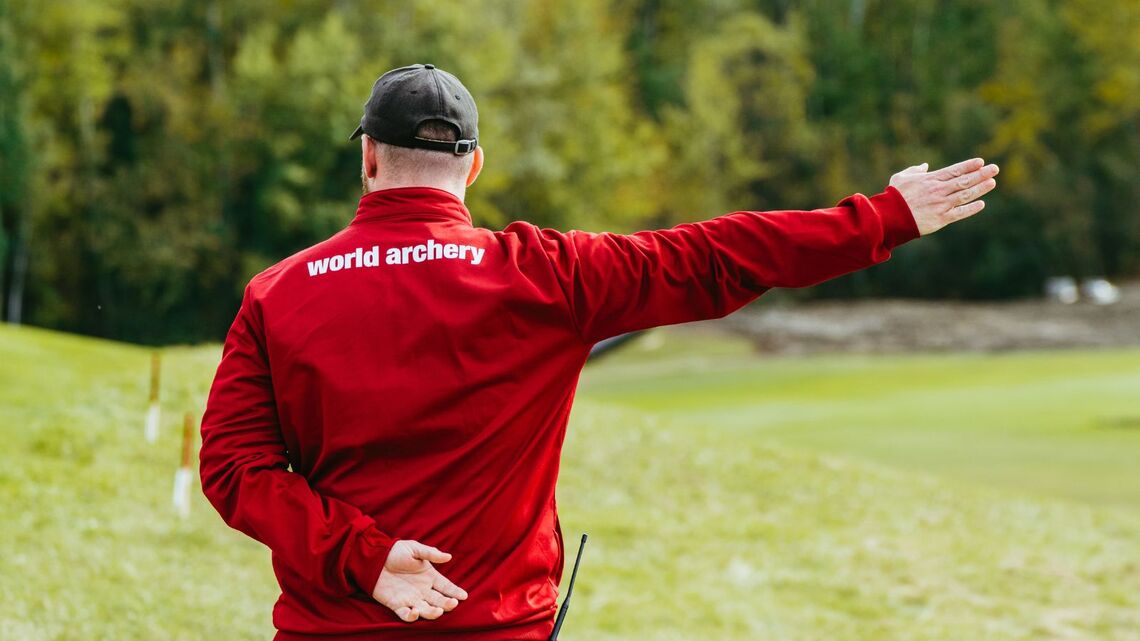 International judge serving at Lac La Biche 2024 World Archery Field Championships.