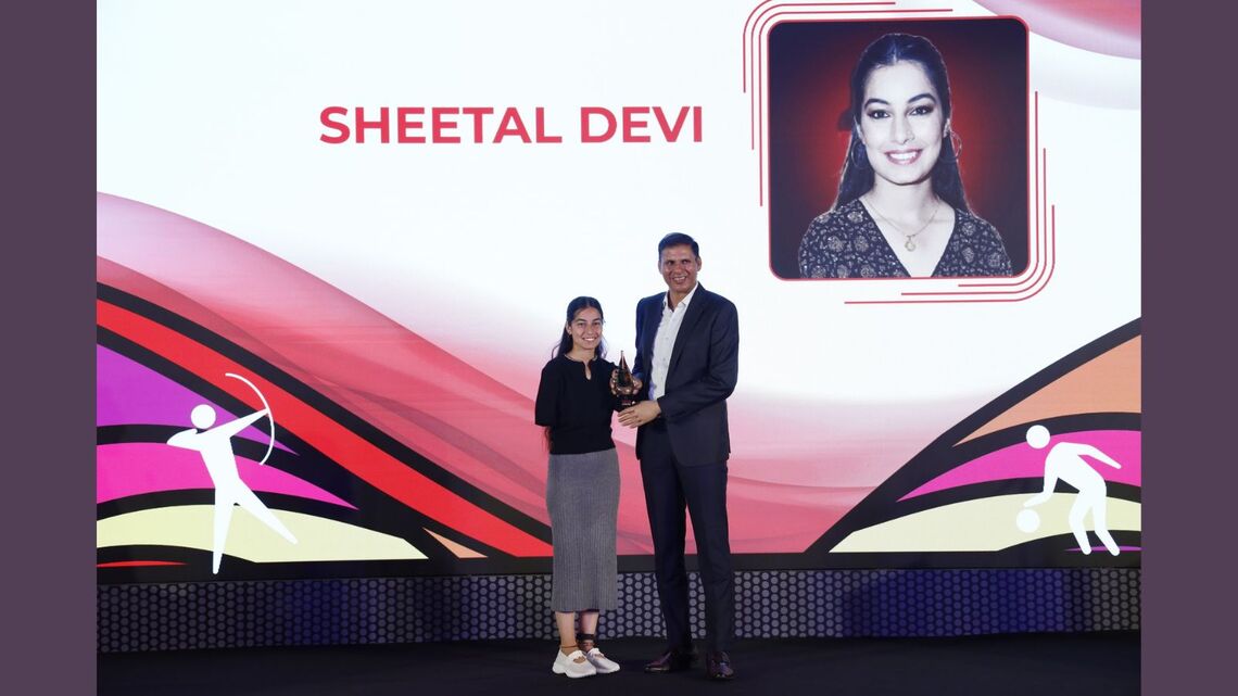Sheetal Devi receives 2025 TOISA award.