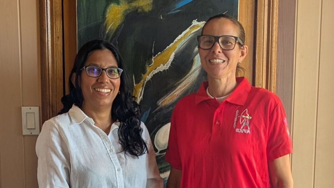 Archery Guyana president Vidushi Persaud-McKinnon and new national coach Lourdes Maria Mederos Regalado