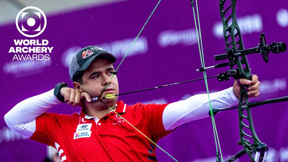 Emircan Haney shooting at the Nanjing 2026 Hyundai Archery World Cup Final.