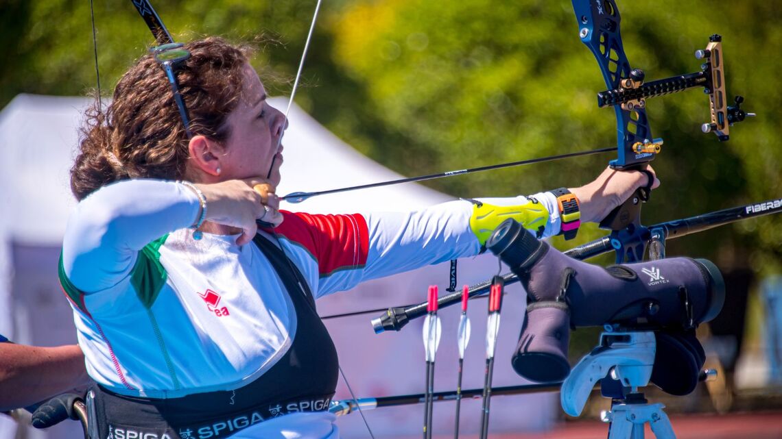 Elisabetta Mijno shooting in Rome 2026 European Para Archery Championships.