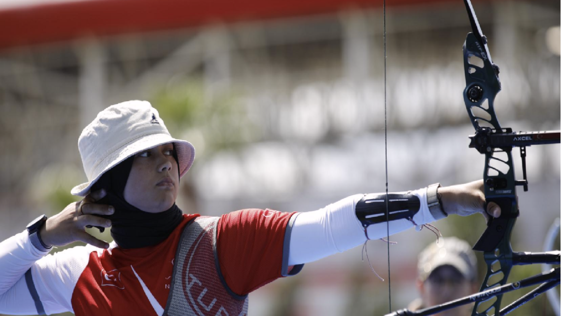 Elif Gokkir just after release during the Spring Arrows 2026 gold medal match.