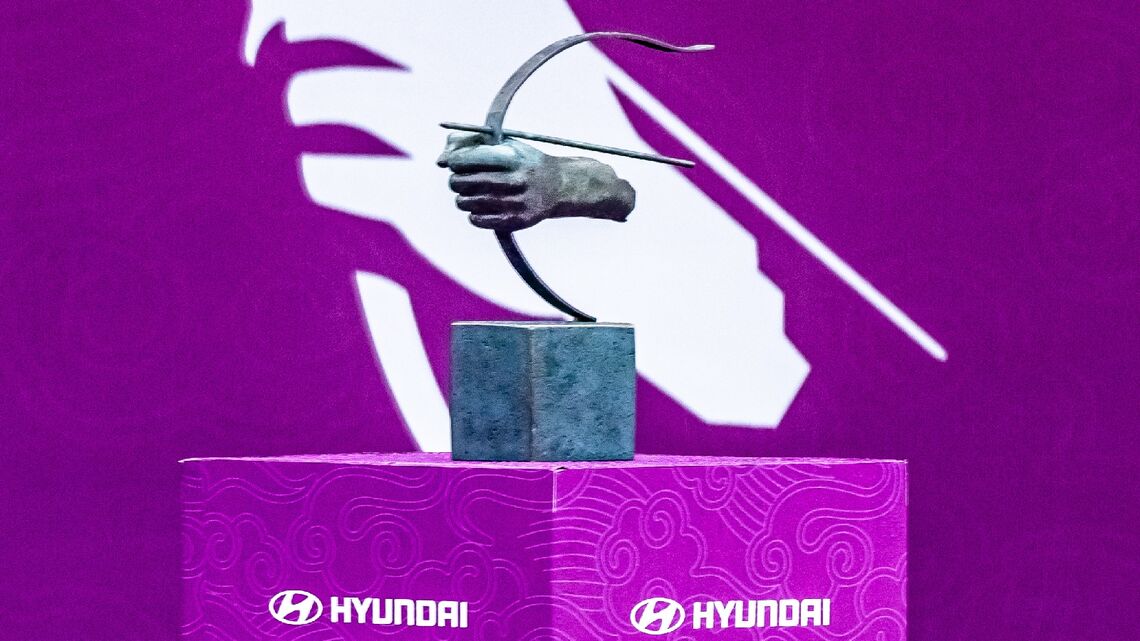 The Archery World Cup Trophy on show at the 2025 World Cup Final.