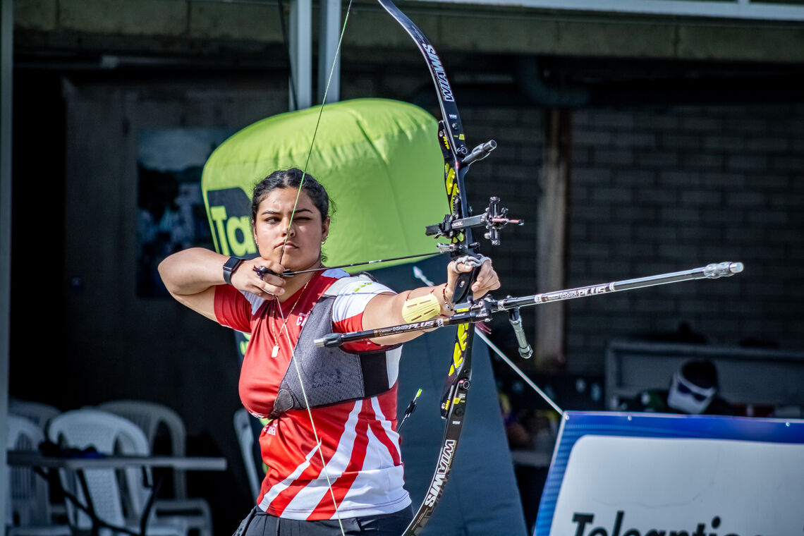 Canada's Janna Hawash shoots on the line.