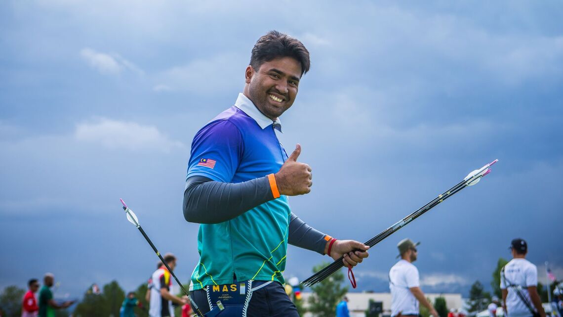 Khairul Anuar Mohamad competing at Salt Lake City 2018 Hyundai Archery World Cup.