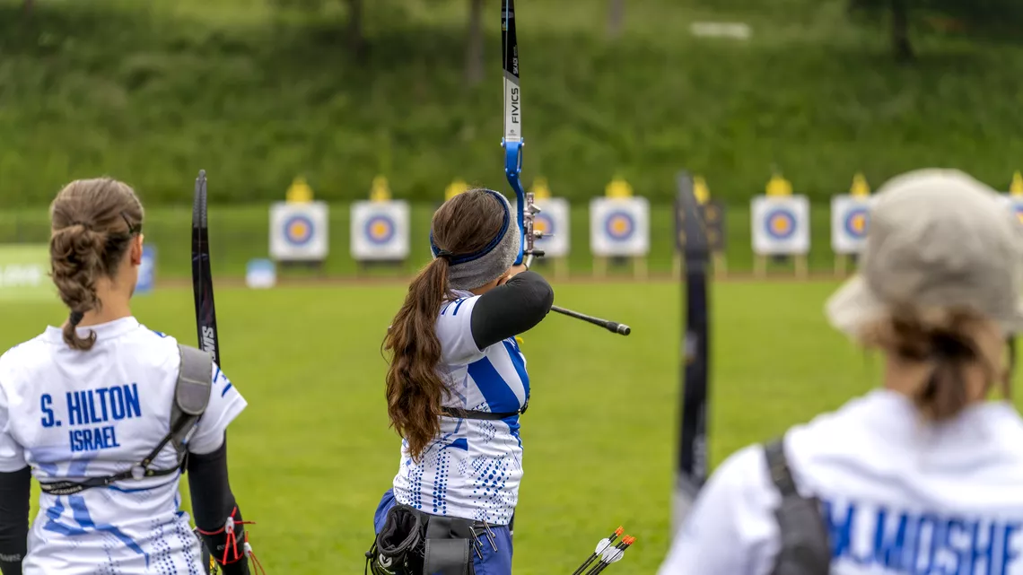 Israel recurve women competing at 2025 Veronica’s Cup.