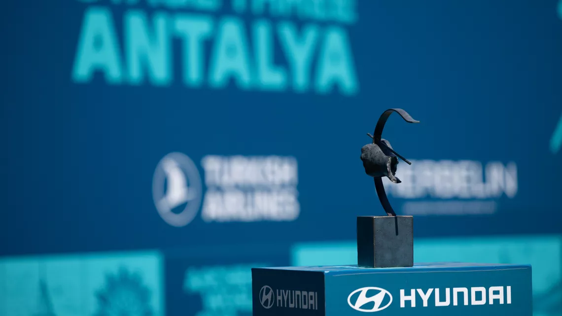 The Archery World Cup Trophy on show at Antalya 2026 stage three.