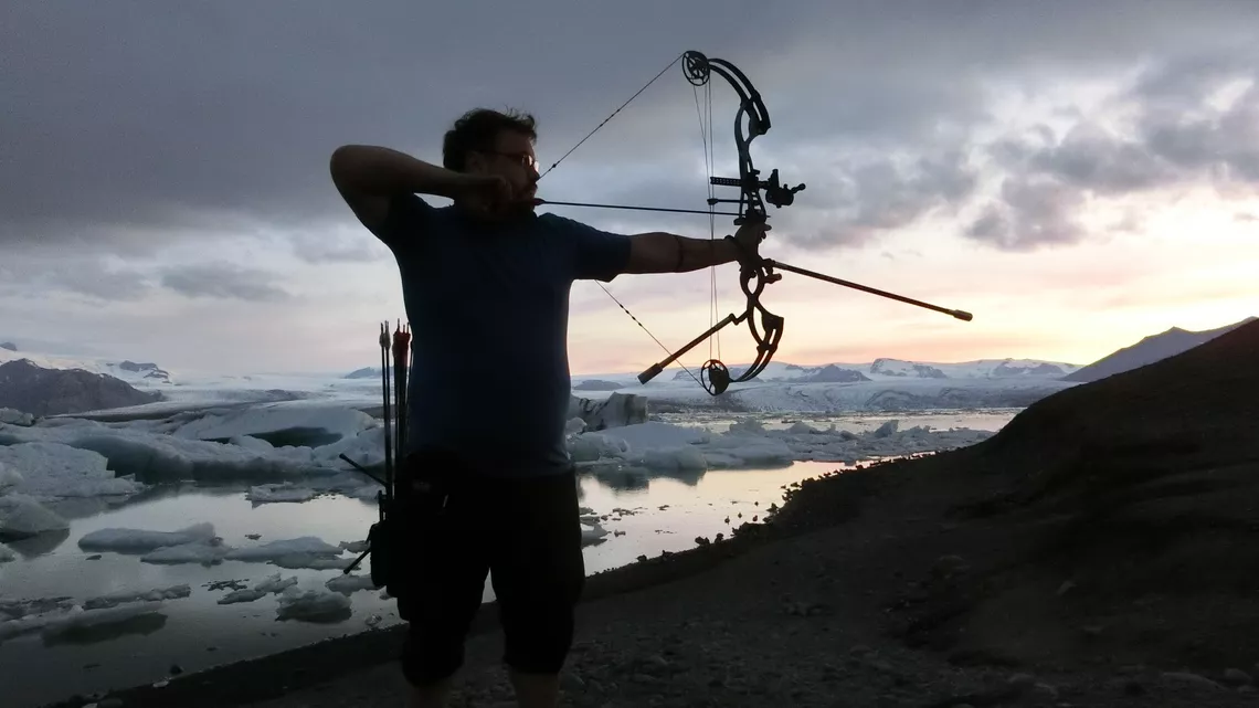 Gummi Gudjonsson shooting at the glacier lake.