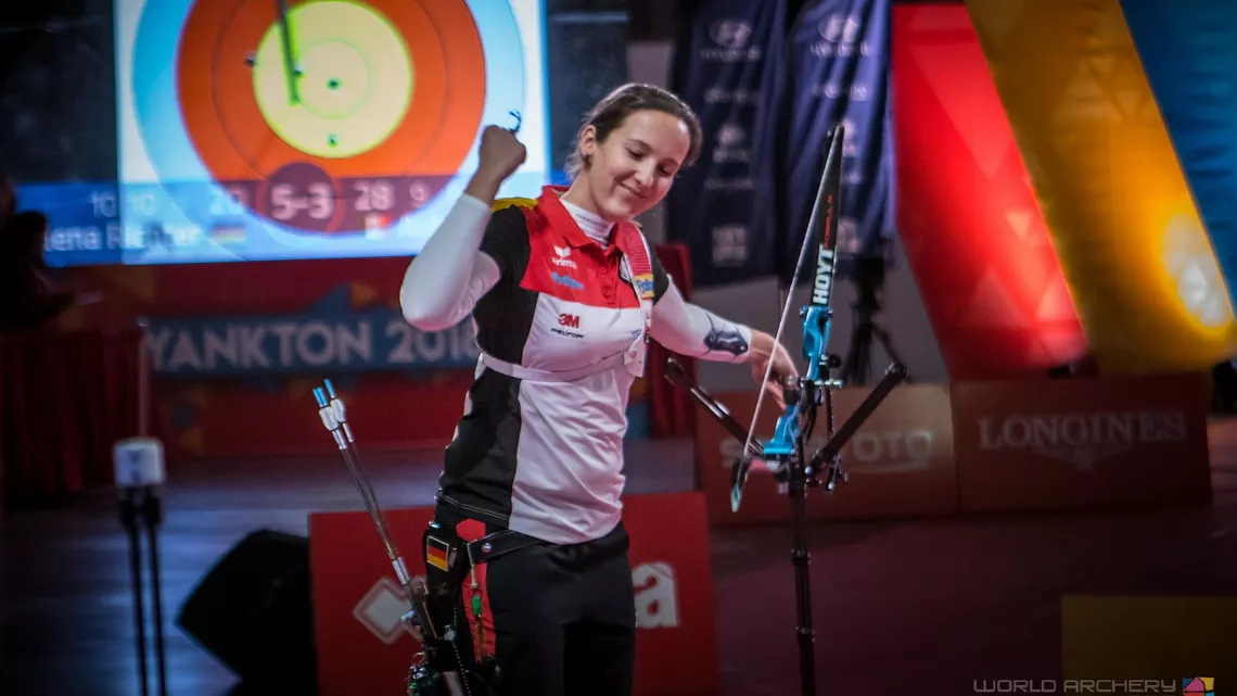 Lisa Unruh celebrates winning Yankton 2018