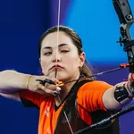 Gaby Schloesser shooting at Paris 2024 Olympics.