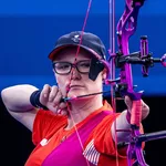 Jodie Grinham shooting at Paris 2024 Paralympics.