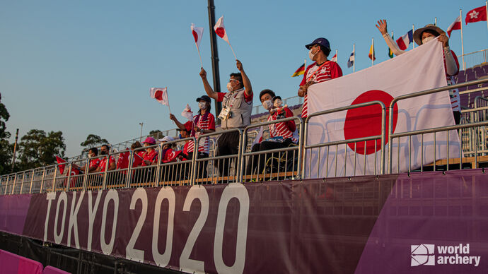 Japanese support in the arena at Yumenoshima Park.