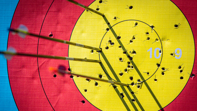 A target during the second stage of the 2021 Hyundai Archery World Cup in Lausanne.