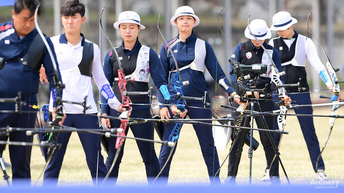 Members of the Korean squad during trials in April 2022.