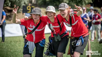 Denmark celebrates winning women’s team gold in Terni.