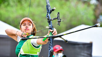 Valentina Vazquez shoots at the 2021 Pan American Championships.