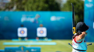 Yasemin Anagoz shoots during the Olympic qualification tournament in Antalya in 2021.