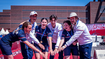 The French recurve teams after winning the European Championships.