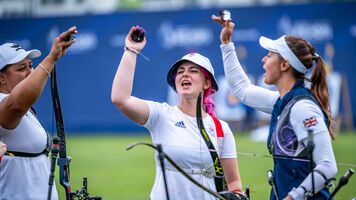 The British women during matchplay in Krakow.
