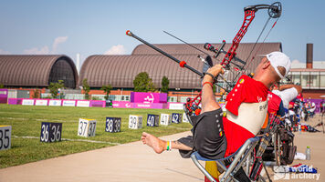 Piotr van Montagu shoots at the Tokyo 2020 Paralympic Games.