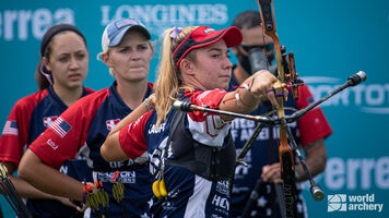 Casey Kaufhold shoots at the final Olympic qualifier in Paris. 