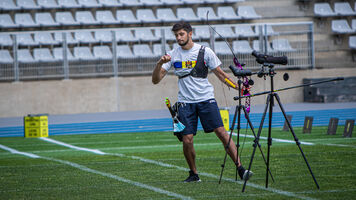 Dan Olaru celebrates winning an Olympic quota place for Moldova.
