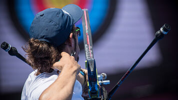 Itay Shanny shoots at the Tokyo 2020 Olympic Games.