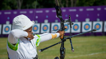 Deepika Kumari shoots during qualifying at the Tokyo 2020 Olympic Games.