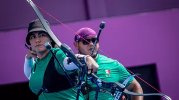 The Mexican mixed team shoot at the Tokyo 2020 Olympic Games.