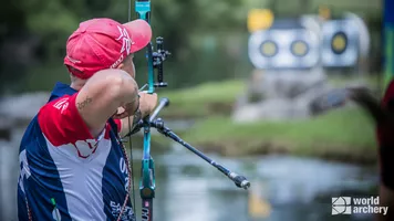Brady Ellison shoots during the 2022 World Games.
