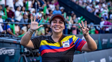 Sara Lopez celebrates eighth World Cup win.