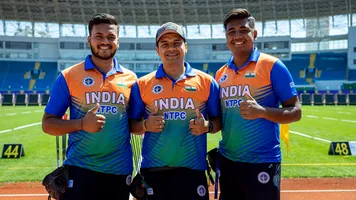 The Indian compound men’s team at Shanghai 2024.