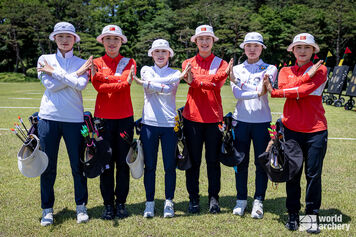 China and Korea recurve women's team together after reaching gold medal match