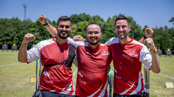 Canadian recurve men won first World Cup team medal at Yecheon 2024.