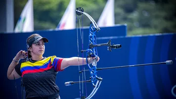 Sara Lopez shoots during the final in Yecheon.
