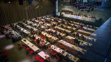 The delegation floor during World Archery Congress in 2019.