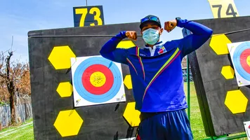 Juan Fernando Bonilla strikes a pose after qualifying top at the 2021 Pan American Championships in Monterrey, Mexico.