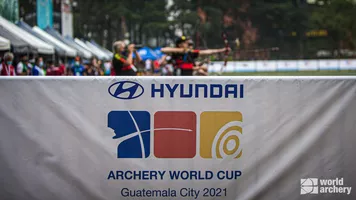 Branding at the first stage of the 2021 Hyundai Archery World Cup in Guatemala City.