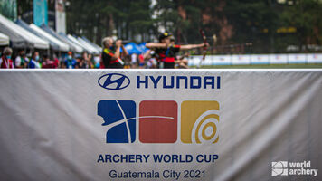 Branding at the first stage of the 2021 Hyundai Archery World Cup in Guatemala City.