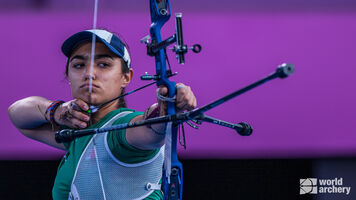 Ana Vazquez shoots during the Tokyo 2020 Olympic Games.