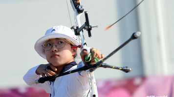 An San shoots at the Tokyo 2020 Test Event.