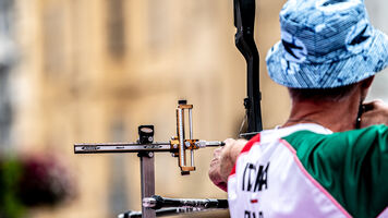 Visually impaired archers use a tactile sights to aim.