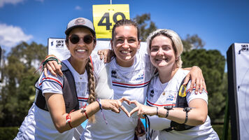 Audrey Adiceom, Lisa Barbelin and Caroline Lopez named recurve women’s team for Berlin 2023.