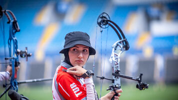 Ipek Tomruk in the final four at Shanghai 2023 Hyundai Archery World Cup.