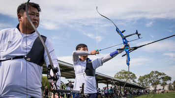 Oh Jin Hyek and Kim Je Deok on the practice field in Yankton.